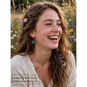 Gemstone Briolette Agate Teardrop Earrings